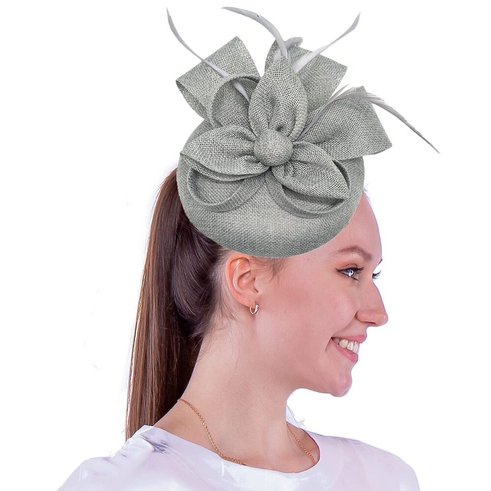 3539 Fascinators Pillbox Hat Sinamay Feather Flower Derby Ball Wedding